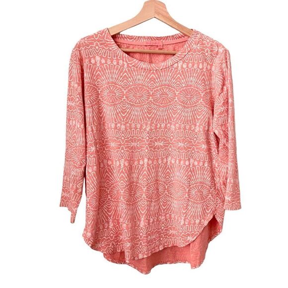 Fresh Produce Coral Catalina Tribal Print Top in Size Small Medium Made in USA - Picture 1 of 7